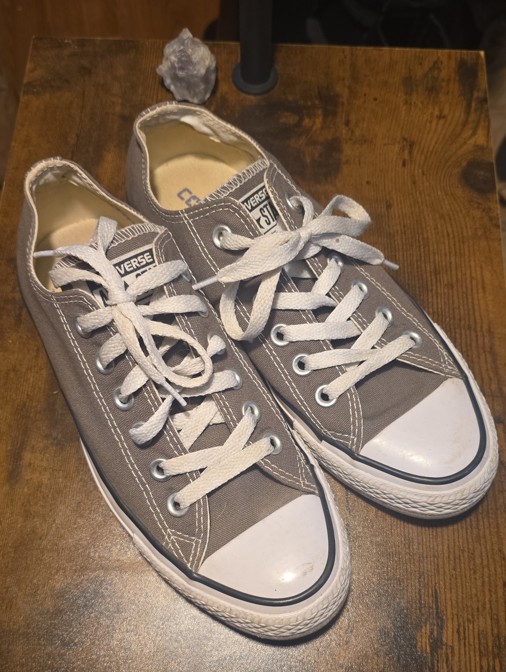 Converse Low Top Canvas Sneakers in Gray with White Accents